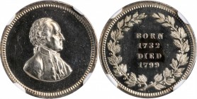 Washingtoniana

"1799" (ca. 1861) Born and Died Medalet. Paquet First Obverse - First Wreath Reverse. Silver. 18 mm. Musante GW-443, Baker-156A, Jul...