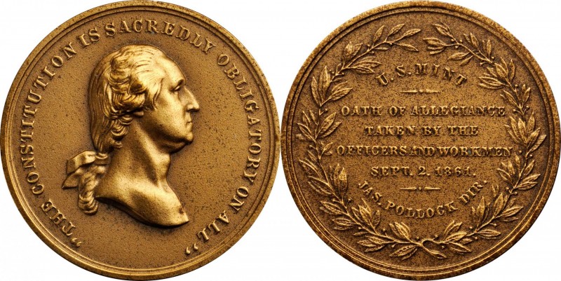 Washingtoniana

"1861" U.S. Mint Oath of Allegiance Medal. Yellow Bronze. 30.5...