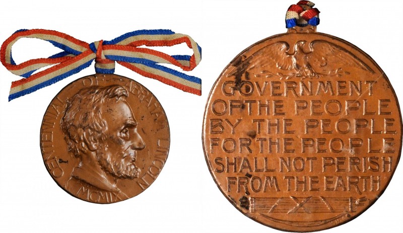 Lincolniana

1909 Lincoln Centenary Medal. Copper. 31.5 mm. By Bela Lyon Pratt...