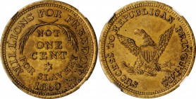 Lincolniana

1860 Abraham Lincoln Political Medal, or "Bramhall's Token." First Obverse. Brass. 24 mm. Cunningham 36-690B, King-56, DeWitt-AL 1860-5...