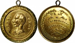 Political Medals and Related

1844 Henry Clay Political Shell Medal. DeWitt-HC 1844-44. Gilt Brass Shell. 26 mm, without integral loop. About Uncirc...