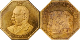Political Medals and Related

1888 Grover Cleveland Political Medal. DeWitt-GC 1888-14. Brass. Plain Edge. 24 mm, octagonal. Mint State.