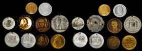 Political Medals and Related

Lot of (8) Mostly Presidential Campaign Medals, 1860s-1940s.

All minor metals, 25 mm to 36 mm in diameter, with six...