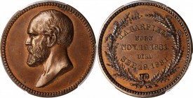 Presidents and Inaugurals

1881 James A. Garfield Memorial Medal. Bronze. 25 mm. Julian PR-43. Specimen-64 (PCGS).