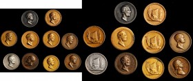 Presidents and Inaugurals

Lot of (57) U.S. Mint Presidential Medalets.

Sizes are 18 mm to 27 mm, metallic compositions are white metal, bronze a...