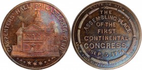 Augustus B. Sage Medals

"1774" (ca. 1858) Sage's Historical Tokens -- No. 4, Carpenters Hall, Philadelphia, Penn. Original. Bowers-4. Die State I. ...