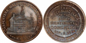Augustus B. Sage Medals

"1774" (ca. 1870s) Sage's Historical Tokens -- No. 4, Carpenters Hall, Philadelphia, Penn. Restrike. Bowers-4. Die State II...