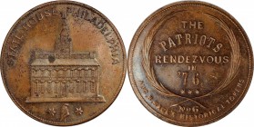 Augustus B. Sage Medals

"1776" (ca. 1858) Sage's Historical Tokens -- No. 6, State House, Philadelphia. Corrected RENDEZVOUS Die. Original. Bowers-...