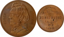 Augustus B. Sage Medals

Undated (1859) Sage's Numismatic Gallery -- No. 5, Frank Jaudon. Original. Bowers-5b. Die State I. Copper. Plain Edge. 30.8...