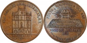 Augustus B. Sage Medals

"1856" (1859) Sage's Masonic Medalets -- No. 1, Old Masonic Hall, Broadway, N.Y. Original. Bowers-1. Die State I. Copper. P...
