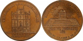 Augustus B. Sage Medals

"1856" (1859) Sage's Masonic Medalets -- No. 1, Old Masonic Hall, Broadway, N.Y. Original. Bowers-1. Die State I. Copper. P...