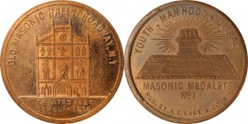 Augustus B. Sage Medals

"1856" (ca. 1870s) Sage's Masonic Medalets -- No. 1, Old Masonic Hall, Broadway, N.Y. Restrike. Bowers-1. Die State II. Cop...