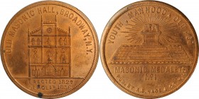 Augustus B. Sage Medals

"1856" (ca. 1870s) Sage's Masonic Medalets -- No. 1, Old Masonic Hall, Broadway, N.Y. Restrike. Bowers-1. Die State II. Cop...