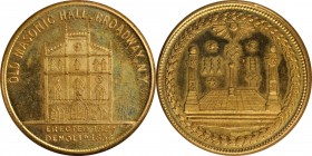 Augustus B. Sage Medals

"1856" (ca. 1870s) Wood's Old Masonic Hall / Pavilion, Three Columns Mule. Marvin-304. Brass. Plain Edge. 31.2 mm. Gem Mint...