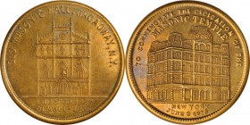 Augustus B. Sage Medals

1875 Wood's Old Masonic Hall / Masonic Temple Mule. Marvin-303. Die State I. Brass. Plain Edge. 31.2 mm. Choice Mint State....