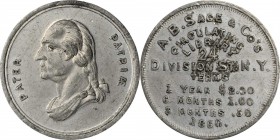 Augustus B. Sage Medals

1860 A.B. Sage & Co. Store Card. Miller-NY 760, Musante GW-335, Baker-571C. White Metal. Plain Edge. 20.5 mm. Mint State, O...