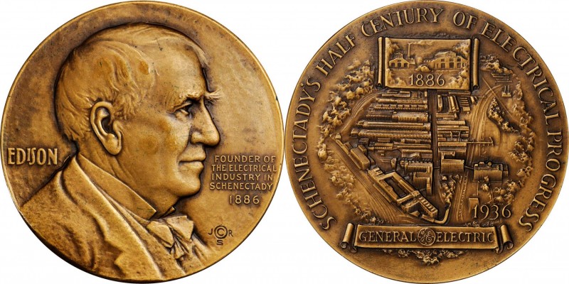 John R. Sinnock Medal

1936 Thomas Edison Schenectady's Half Century of Electr...