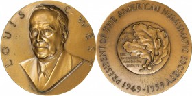 Art Medals - ANS Medals

"1959" (1960) Louis C. West Medal. Bronze. 69 mm. By Gilroy Roberts. Miller-49. About Uncirculated.

From the Richard Jew...