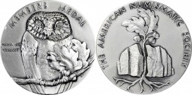 Art Medals - ANS Medals

Undated (1978) Third Membership Medal. Silver. 63 mm. 152.5 grams. .999 fine. By Frank Eliscu. Miller-53. Edge #13. Choice ...
