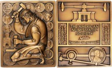 Art Medals - ANS Medals

1983 ANS 125th Anniversary Plaque. Bronze. 90 mm x 110 mm, rectangular. By Marcel Jovine. Miller-54. #492/500. Mint State, ...