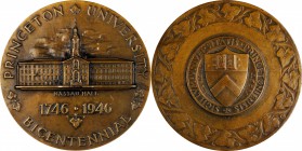 School, College and University Medals

1946 Princeton University Bicentennial Medal. Bronze. 75.3 mm. By John R. Sinnock. Mint State.

Obv: View o...
