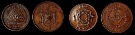 Masonic Chapters

Delaware. Lot (2) Masonic Medallions.

Included are: 32 mm bronze Mark penny from the Hope Chapter Royal Arch Masons in Georgeto...