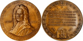 Masonic Chapters

1931 Pennsylvania Freemasonry Bicentennial Medal. Bronze. 76 mm. By Adam Pietz. Mint State.

Obv: Bust of bewigged Daniel Coxe, ...