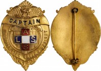 Life Saving Medals

Undated (ca. 1930) American Life Saving Society Captain's Badge. Gilt and Enamels. 38 mm x 53 mm. About Uncirculated.

A pin b...