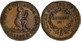 Hard Times Tokens

1838 Am I Not A Woman. HT-81, Low-54, W-11-720a. Rarity-1. Copper. Plain Edge. 28.3 mm. AU-50 (PCGS).