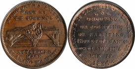 Hard Times Tokens

Massachusetts--Attleboro. 1834 S.B. Schenck. HT-158, Low-84, W-MA-040-10a. Rarity-1. Copper. Plain Edge. 28.5 mm. MS-62 BN (ANACS...
