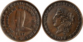 Hard Times Tokens

New York--New York. 1837 P.B. & S. Deveau. HT-250, Low-115, W-NY-420-10a. Rarity-2. Copper. Plain Edge. 28.5 mm. AU-55 (ANACS).
