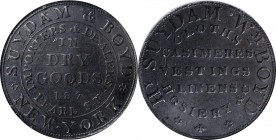 Hard Times Tokens

New York--New York. Undated (1831-1834) Suydam & Boyd. HT-332, Low-285, W-NY- 980-10a. Rarity-5. Copper. Plain Edge. 26.1 mm. VF-...