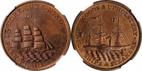 Merchant Tokens

New York--New York. Undated (1850-1853) Doremus & Nixon. Miller-NY 224. Copper. Plain Edge. 28 mm. MS-65 RB (NGC).