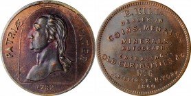 Merchant Tokens

New York--New York. 1860 E. Hill. Miller-NY 307, Musante GW-233, Baker-542A. Copper. Plain Edge. 28 mm. Choice Mint State.

From ...