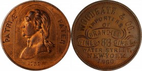 Merchant Tokens

New York--New York. 1860 Woodgate & Co. Miller-NY 972, Musante GW-234, Baker-593A. Copper. Reeded Edge. 28 mm. Choice Mint State.
...