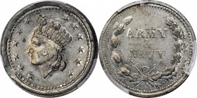 Patriotic Civil War Tokens

Undated (1861-1865) Indian Princess / Army & Navy. Fuld-54/296 e. Rarity-8. White Metal. Plain Edge. 20 mm. MS-62 (PCGS)...