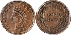 Patriotic Civil War Tokens

1861 Indian Head / Our Cent. Fuld-101/263 a. Rarity-7. Copper. Plain Edge. 20 mm. VF-35 (PCGS).