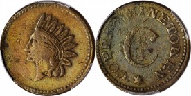 Patriotic Civil War Tokens

Undated (1861-1865) Indian Head / Copper Mine Token. Fuld-104/521 a. Rarity-9. Copper. Plain Edge. 19 mm. VF-25 (PCGS).