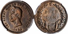 Patriotic Civil War Tokens

1864 Abraham Lincoln / Free Dom. Fuld-126/295 a, Cunningham 5-490C, King-223, DeWitt-AL 1864-63. Rarity-5. Copper. Plain...