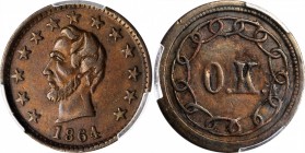 Patriotic Civil War Tokens

1864 Abraham Lincoln / O.K. Fuld-127/248 a, Cunningham 5-570C, King-209, DeWitt-AL 1864-56. Rarity-3. Copper. Plain Edge...