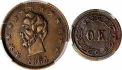 Patriotic Civil War Tokens

1864 Abraham Lincoln / O.K. Fuld-127/248 a, Cunningham 5-570C, King-209, DeWitt-AL 1864-56. Rarity-3. Copper. Plain Edge...
