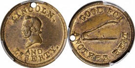 Patriotic Civil War Tokens

1864 Abraham Lincoln / Axe and Log. Fuld-133/458 b, Cunningham 5-960B, King-107, DeWitt-AL 1864-43. Rarity-5. Brass. Pla...