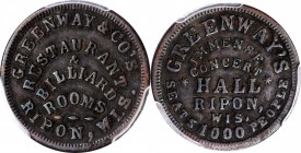 Civil War Store Cards

Wisconsin--Ripon. Undated (1861-1865) Greenway & Co. Fuld-720A-1a. Rarity-7. Copper. Reeded Edge. 19 mm. EF-45 (PCGS).