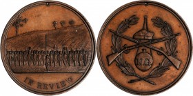 Civil War and Confederacy

Undated Troops in Review Medallion. Bronze. 37.5 mm. Mint State.

Pierced for suspension. Obv: Crossed rifles, a Civil ...