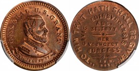 Trade Tokens and Store Cards

New York--New York. 1877 I.F.W. (Isaac F. Wood). Rulau NY-NY 395A. Copper. Plain Edge. 21 mm. MS-65 RB (PCGS).