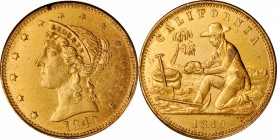 Counters and Gaming Tokens

"1849" California Gaming Counter. K-1. Rarity-1. Gilt Brass. Reeded Edge. 22.5 mm. About Uncirculated, Edge Damage.
