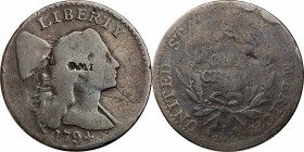 Counterstamps

IWG on a 1794 S-30 Liberty Cap cent. Brunk-Unlisted, Rulau-Unlisted. Host coin Good, Scratches.

Collector envelope included.