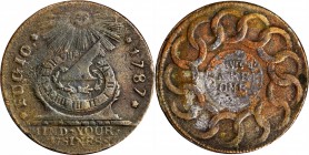 Struck Copies of Colonial Coins and Related

Lot of (2) "1787" Fugio Coppers. Pointed Rays. Becker Copies. STATES UNITED, 4 Cinquefoils.

Included...