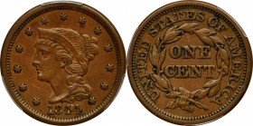 Braided Hair Cent

1844 Braided Hair Cent. N-7. Rarity-2. AU-50 (PCGS).

PCGS# 1856. NGC ID: 226A.

From the Francesca Collection.