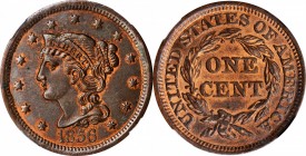 Braided Hair Cent

1856 Braided Hair Cent. N-17. Rarity-2. Slanting 5. MS-64 RB (NGC).

PCGS# 1923. NGC ID: 226N.